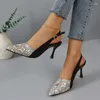Dress Shoes Women's Summer 2024 Pointed Toe Stiletto Heel Sexy Slingback Comfortable Non-Slip Elegant Banquet High Sandals