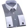 M〜6xlメンズフレンチカフドレスシャツ白い長袖フォーマルビジネスボタン男性シャツレギュラーフィットカフリンクスシャツ240329