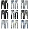 jeans empilés hommes de marque violette jeans designer hommes minces de moto maigres pantalon de moto pour hommes et pantalon denim de taille moyenne