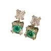 New Fashionable Silver Needle Earrings Unique and High End Zircon Stone Design Size Block Simplicity Womens Contrast Color 3pd4