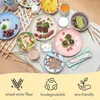 Plates 40Pcs Dinnerware Set Wheat Straw Eco Friendly BPA Free Biodegradable Unbreakable Dinner Plate For BBQ Wedding Camping