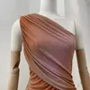 Lässige Kleider est 2024 Frauen Mode orangefarbene schräg Schultern Diamanten gepresstes Falten Mini Kleid