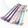Coffee Scoops Colorful 304 Stainless Steel Tea Drinking Straws Spoon Yerba Mate Filter Reusable Bombilla Gourd Tools Bar Accessories