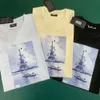 American Kith Series 9 Tryckt kortärmad Summer Landmark Floral T-shirts för män och kvinnors avslappnade nisch high street korta ärmar