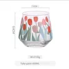 Wine Glasses 400ML Japan And South Korea Ins Hand-painted Tulip Flower Glass Household Heat-resistant Drinking Cup Big Belly Mousse