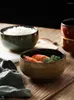 Miski japońskie ceramiczne łuk ryżowy mała miska z zupą retro makaronowa zastawa stołowa