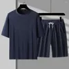 Tils de rastreio masculino Solid Color Sportswear Conjunto de camiseta Camiseta