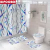 Rideaux de douche Bohemian Wave Imperproofing Soft Fabric Strowing Stravail 3D Bath rideau anti-rauque Toilet de toilette Mat à couvercle DÉCOR DE HOME