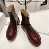 Les chaussures de rangs liu wens même style bottes chelsea 2024 Nouvelle rangée épais semed martin bottes en cuir authentique rond rond