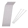 Paies à boire 4/8 PCS Set Paille réutilisable en acier inoxydable avec pinceau plus propre en métal respectueux de l'environnement pour tasse de verre à cocktail