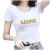Camiseta feminina com letra moda tshirt woman top pure algodão letras