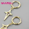 Dingle örhängen 925 Sterling Silver Drop Four Pointed Star Earring Fashion Women smycken runt Buckle