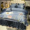 Bedding Sets Luxury Soft Soft Cosy Setin Silk Cotton CLASSICAL FLOR BOITEYS CONSELHO DE TAPE DUVET CAMA LINHA LAÇA BENHA DE LACA BLATE