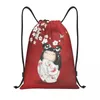 Storage Bags Kawaii Kokeshi Doll Cherry Blossoms Drawstring Backpack Sports Gym Bag For Men Women Japanese Geisha Girl Art Shopping Sackpack