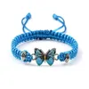 Pulseira de corda tecida Madeira artesanal Multiticolor Butterfly Casal Bracelet Ajusta Moda Amizade Girl Presente AB86