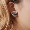 Stud Earrings Creative Colorful Crystal Butterfly Ear Studs Women Trendy Dream Green Rhinestone Animal Elegant Temperament Earings