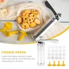 Bakformar cookie press rostfritt stål spritz glaspaket med 20 mögelskivor och 4 rörmunstycke för DIY -kex