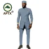 メンズトラックスーツ男性のためのアフリカの衣料品パーティードレススーツバジンリッチジャケットと帽子の結婚式の服装2416032