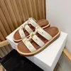 lyxdesigner skor sandal toffel sommar sandale kvinnor avslappnad sko hög kvalitet läder loafer ny bild mode plattbrun mule utomhus strand lady reglage