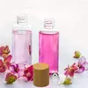 Lagringsflaskor 6 st/lot rullar på glas för återfyllningsbar behållare med eterisk oljor med bambulock kosmetik