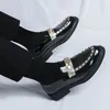 Casual schoenen Fashion Golden Black Men's Leather Loafer Club Bar Jurk Slip-on Dancing Summer Comfortabel ademend 38-46