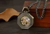 Pocket horloges vintage retro antieke steampunk pocket mode Romeinse cijfers automatische mechanische mannen es ketting klok reloj hombre l240402