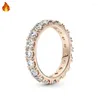 Cluster Rings Original 925 Silver Women's Sparkling Tri Color Viola Single Row Zircon Spiral Logo Stone Ring Fashion Diy Charm smycken