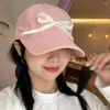 Ball Caps Adjustable Bow Baseball Cap Trendy Sunscreen Hat Wide Brimmed Peaked Solid Color Korean Style Sun Student