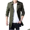 Men'S Trench Coats Mens Men Long Jacket Spring Autumn Casual Windbreaker Overcoat Fashion Button Jackets M-7 Xl Drop Delivery Apparel Dhsn6