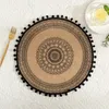 TABLEAU MATS 6PCS ROUND MAT WOVOVE JUTE PLATEMATS ANTI SLIP DINDING RÉSISTANTER LA VRALLE DE Table Cuisine Bol Pad pour le mariage à la maison