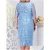 Plus Size Dresses Party Dress For Wedding Guest Luxury Elegant Womens 50 Year Ladies Lace Floral Prom Bodycon Chubby Drop Delivery Dhyzk