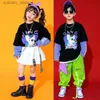 Hose Jungen Hip Hop gefälschte zweiteilige Sweatshirt Cargo Hosen Mädchen Street Dance Minirirts Jogger Kinder Streetwear Kinder Jazz Kleidung L46