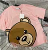 T-shirts Children T-shirts Summer Short Seve Shirt Baby Girls Boys tter Litt Bear Pattern Bottoming Blouses Kids Clothes Tops Tees Pink L46