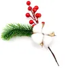 Flores decorativas Simulação de Natal Pine ramo ramo de neve berry árvore férias de decoração de férias