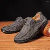 Casual Shoes Fashion Men's Loafers Handmade Soft Leather Men Waterproof Non-slip Boots Plus Size 38-48