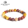 Strand JD Fabrikspris Natural Stone Mookaite Round Pärlor Armband 4 6 8 10 12mm Pick Size Colorful Jewelry for Women