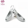 Dress Shoes Silver Special Design African Women And Bag To Match Decorate With Rhinestone Sweet Style For Garden Party