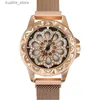 Women's Watches UTHAI CQ30 women es rose gold clock wrist ladies womens quartz Rhinestones Spin flower Transparent luxury 2020 L240402