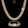 Iced Out 925 Sterling Silver Moissanite Diamond Gold Plated Hip Hop Necklace Jewelry Mens 14mm Cuban Link Chain