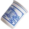 Mugs Blue European And American Relief Architecture Ceramic Personality Afternoon Tea Coffee Cup Breakfast Mug Retro Style