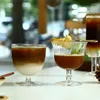 Wine Glasses 1Pcs Vertical Stripes Cocktail Glass Lead-free Crystal Short Goblet Creative Ice Cream Coffee Pudding Dessert Cup