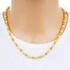 Pendants Mhxfc Wholesale European Fashion femme homme unisexe Party Wedding Gift Long 59cm de large 6 mm perles Real 24kt Gold Chain Collier NL73