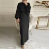 Casual Dresses Women's Muslim Dress Solid Long Sleeve Robe Elegant Islamic Ramadan Prayer Clothes Abaya Kaftans Female Burka Hijab 2024