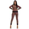 Designer Tracksuits 2 Piece Set Women's Casual and Fashionable Printed Long Pants Long Sleeved Jacket Set Dinner Outfit