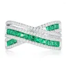 Ringos de cluster 925 Silver Emerald Love Intersewoven Ring Lazada vendendo produto por atacado