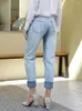 Frauen Jeans Frauen Loch zerrissen Femme Frühlings Sommer Denim Hosen lässig Straight Streetwear Stretch gewaschene bemalte Hosen