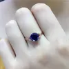 Cluster Rings Fashion Blue Gemstone For Women 585 Purple Gold Plated 14K Rose Exquisite Classic Luxury Engagement Jewelry