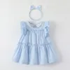 Çocuk Bebek Kız Elbise Yaz Mavi Giysiler Yeni Yetişkinler Giyim Bebek Çocuk Çocukları Kızlar Mor Pembe Yaz Elbise H0QUE#