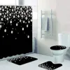 Shower Curtains Elegant Black White Pearl Falling Gems Shiny Diamond Curtain Set For Bathroom Glamour Glitter Jewel Bath Mat Toilet Decor