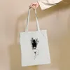 Storage Bags Black Girls' Creative Pattern Reusable Shopping Bag Canvas Tote Printing Eco Shopper Shoulder